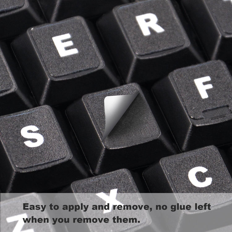 [2 Pack] Universal English Keyboard Stickers, Replacement English Keyboard Stickers with Black Background and White Lettering, Each Unit: 0.43" X 0.51" -Matte